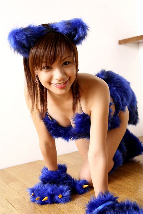 Energetic asian chick looks playful and erotic in her costumes
