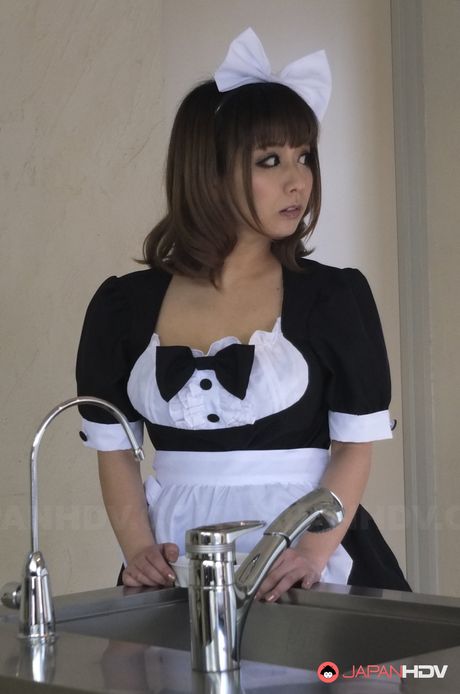 Naughty maid Yume Aino gives big titjob to a costumer