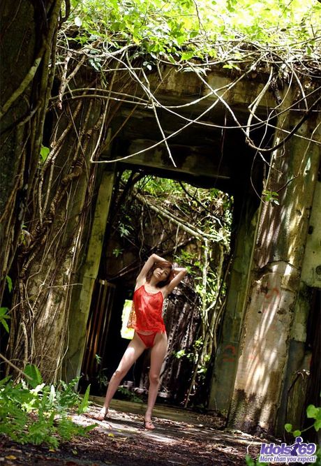 Ray Ito - Asian slut in red lingerie shows her tits