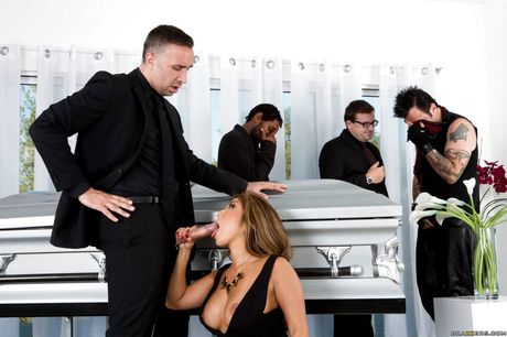 Excellent japanese milf Akira Lane sucking hot cock and takes a cumshot on face